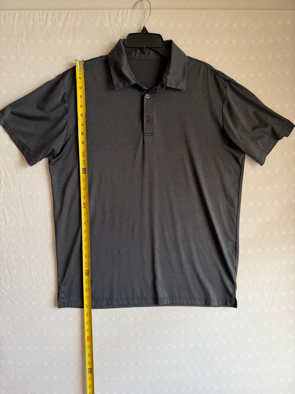 Men's Polo Shirt Size L Gray Performance Golf Stretch Polyester Spandex